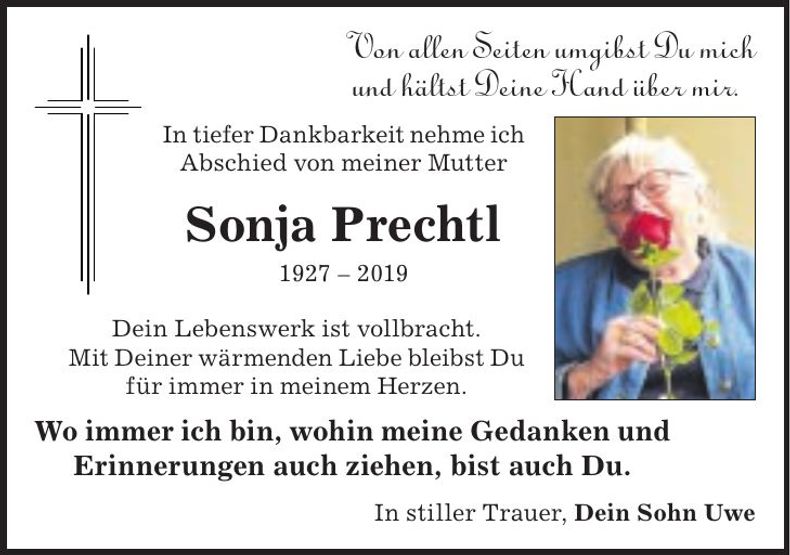 Traueranzeige Sonja Prechtl