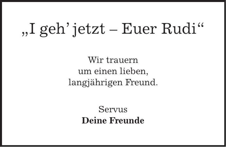 Traueranzeige Rudolf Fußeder