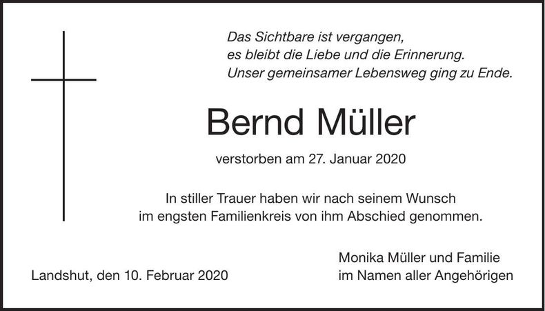Traueranzeige Bernd Müller