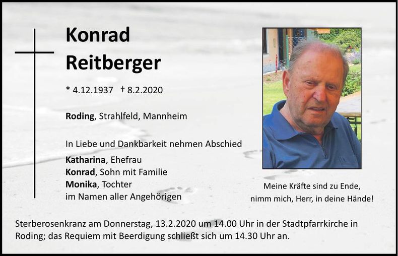 Traueranzeige Konrad Reitberger
