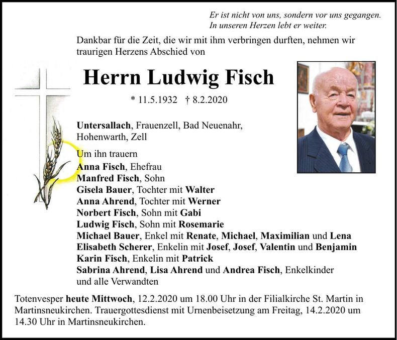 Traueranzeige Ludwig Fisch