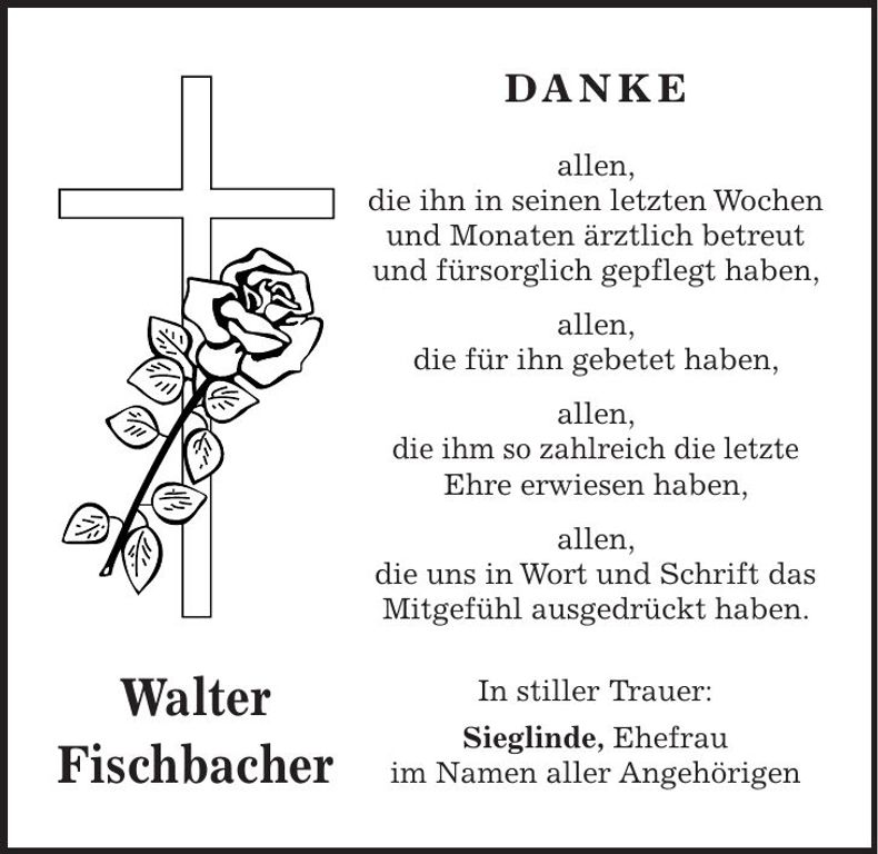 Traueranzeige Walter Fischbacher