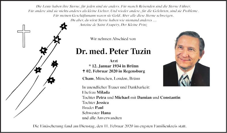 Traueranzeige Peter Tuzin