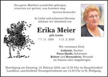 Traueranzeige Erika Meier