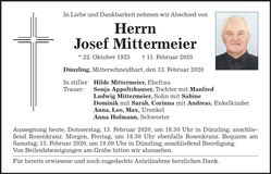 Traueranzeige Josef Mittermeier