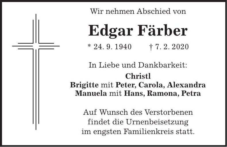 Traueranzeige Edgar Färber