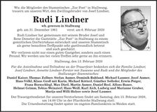 Traueranzeige Rudi Lindner