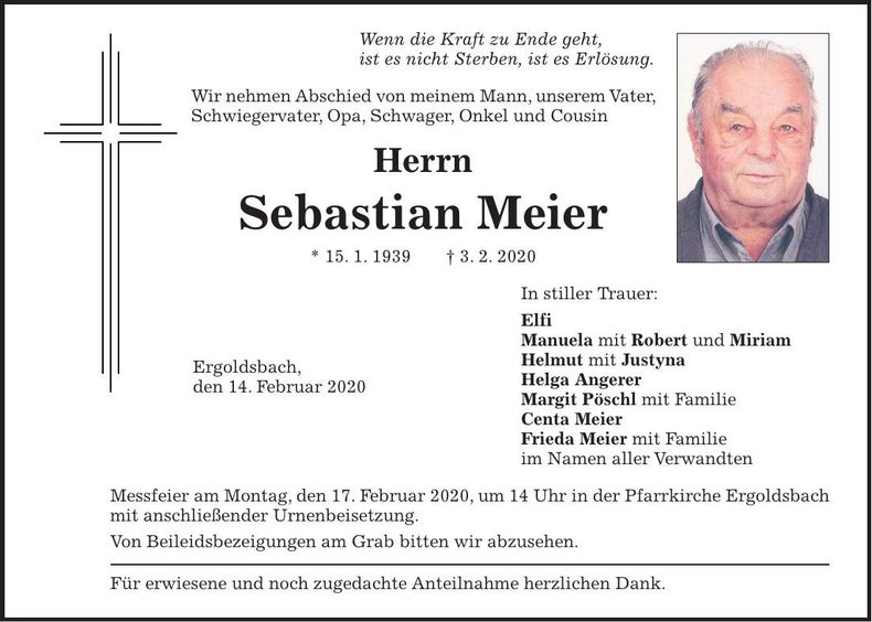 Traueranzeige Sebastian Meier
