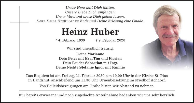 Traueranzeige Heinz Huber