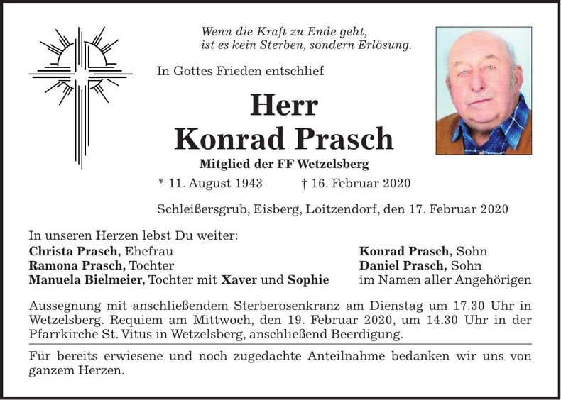 Traueranzeige Konrad Prasch