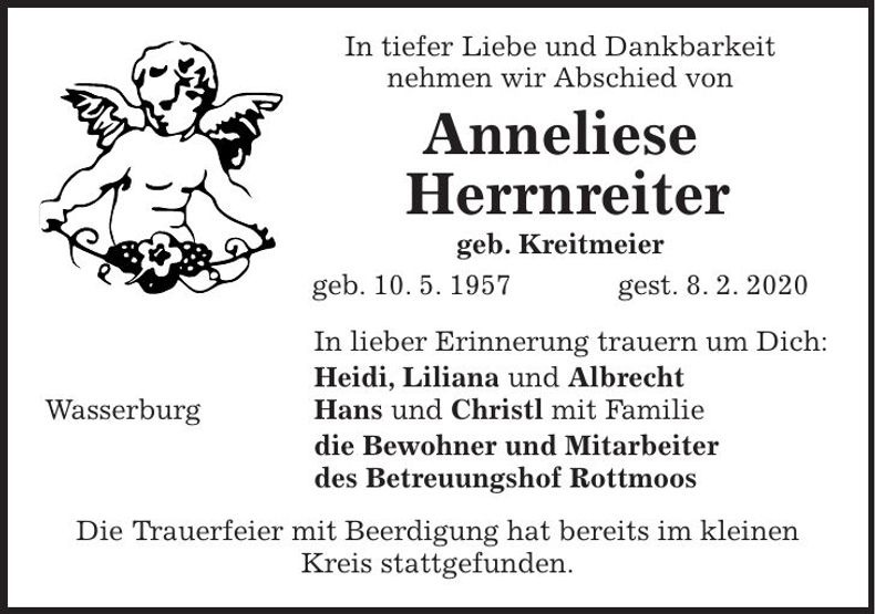 Traueranzeige Anneliese Herrnreiter