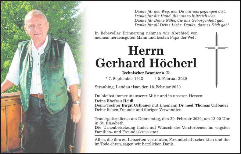 Traueranzeige Gerhard Höcherl