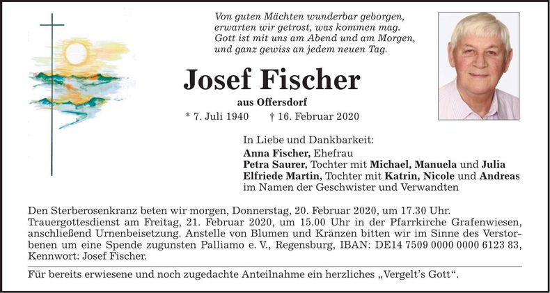 Traueranzeige Josef Fischer