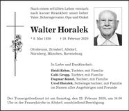 Traueranzeige Walter Horalek