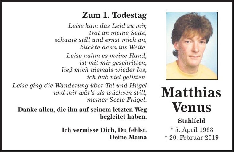 Traueranzeige Matthias Venus