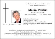 Traueranzeige Maria Paulus