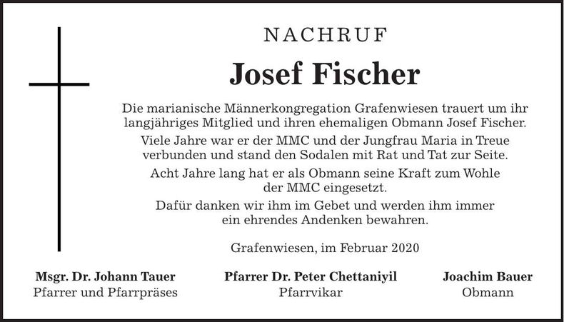 Traueranzeige Josef Fischer