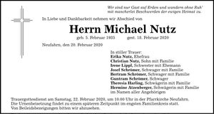Traueranzeige Michael Nutz
