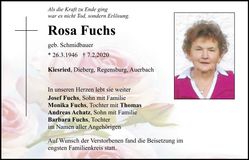 Traueranzeige Rosa Fuchs
