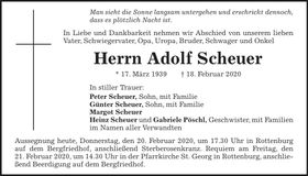 Traueranzeige Adolf Scheuer