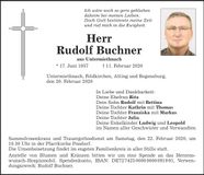 Traueranzeige Rudolf Buchner