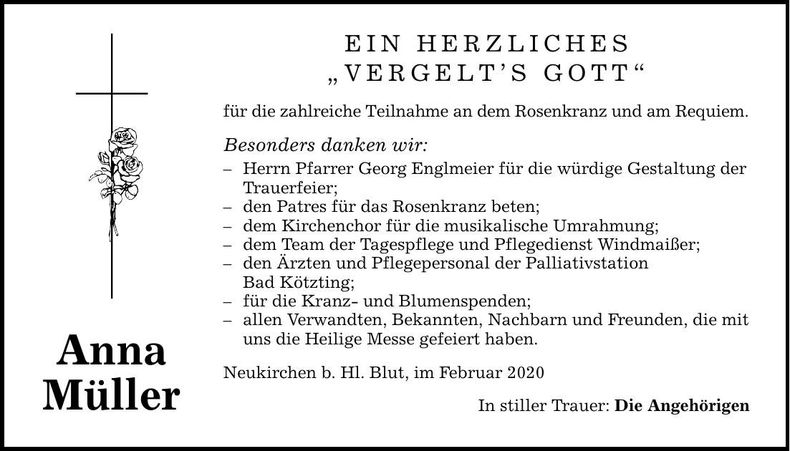 Traueranzeige Anna Müller