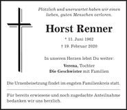 Traueranzeige Horst Renner