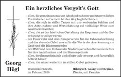 Traueranzeige Georg Högl