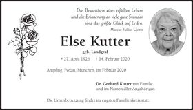 Traueranzeige Else Kutter