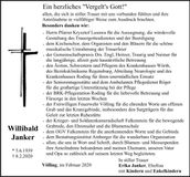 Traueranzeige Willibald Janker