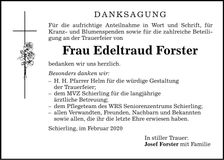 Traueranzeige Edeltraud Forster