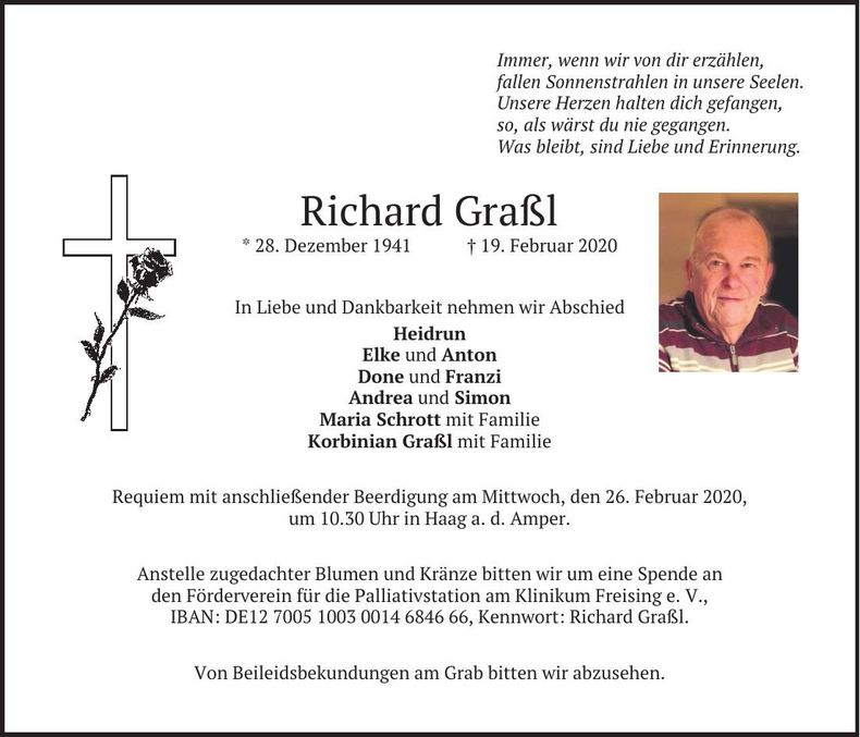 Traueranzeige Richard Graßl