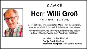 Traueranzeige Willi Groß