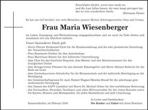 Traueranzeige Maria Wiesenberger