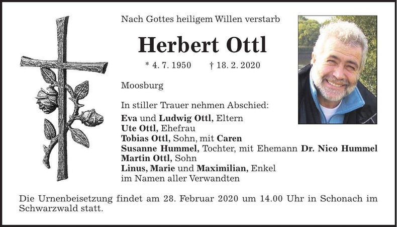 Traueranzeige Herbert Ottl