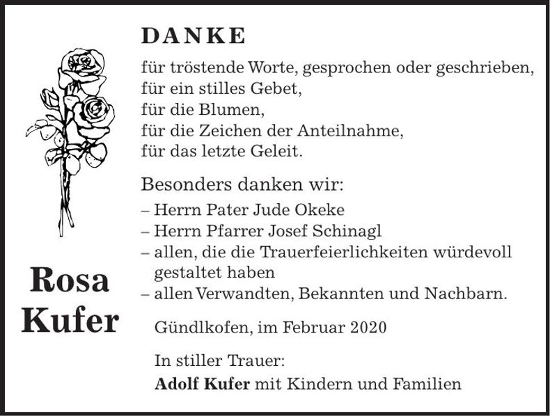 Traueranzeige Rosa Kufer