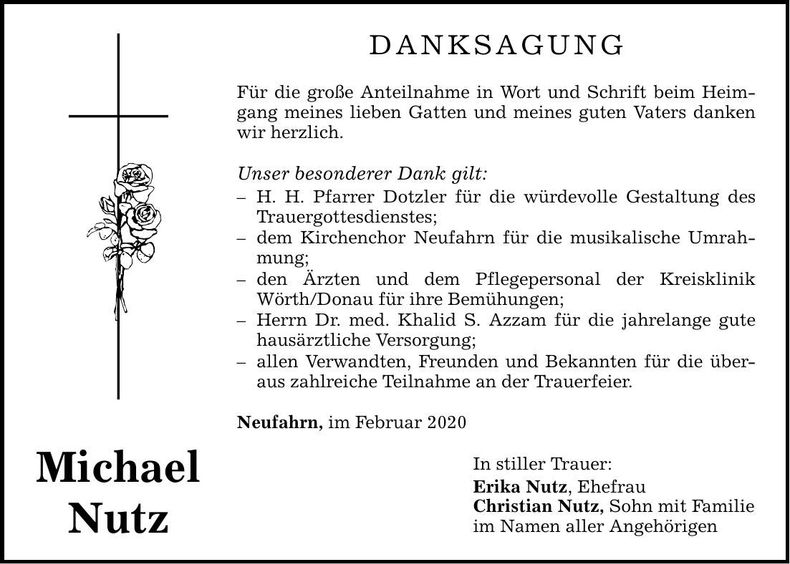 Traueranzeige Michael Nutz