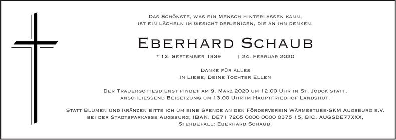 Traueranzeige Eberhard Schaub