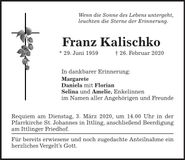 Traueranzeige Franz Kalischko