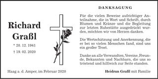 Traueranzeige Richard Graßl