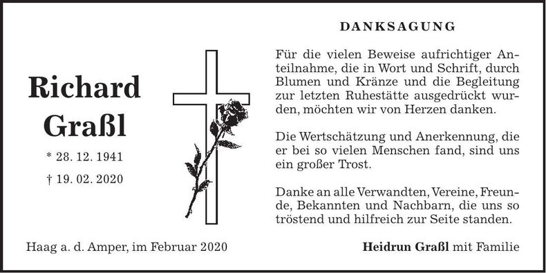 Traueranzeige Richard Graßl