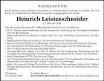 Traueranzeige Heinrich Leistenschneider