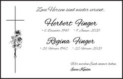 Traueranzeige Herbert & Regina Finger