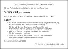 Traueranzeige Silvia Reif