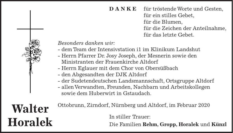 Traueranzeige Walter Horalek
