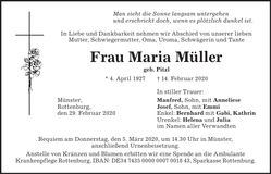 Traueranzeige Maria Müller