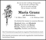 Traueranzeige Maria Granz