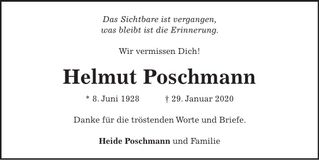 Traueranzeige Helmut Poschmann