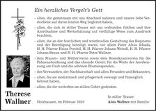 Traueranzeige Therese Wallner