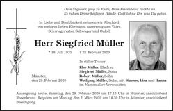 Traueranzeige Siegfried Müller